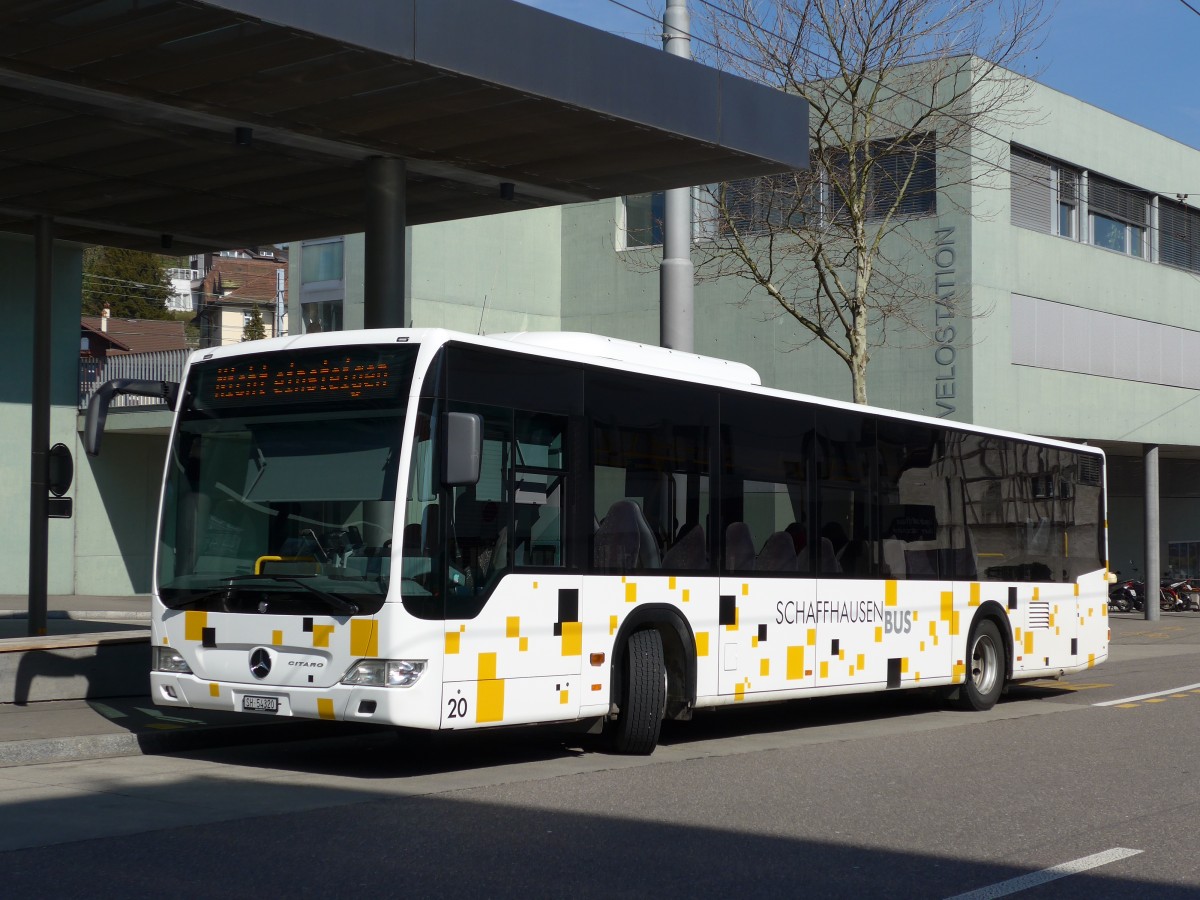(149'397) - SB Schaffhausen - Nr. 20/SH 54'320 - Mercedes am 29. M�rz 2014 beim Bahnhof Schaffhausen