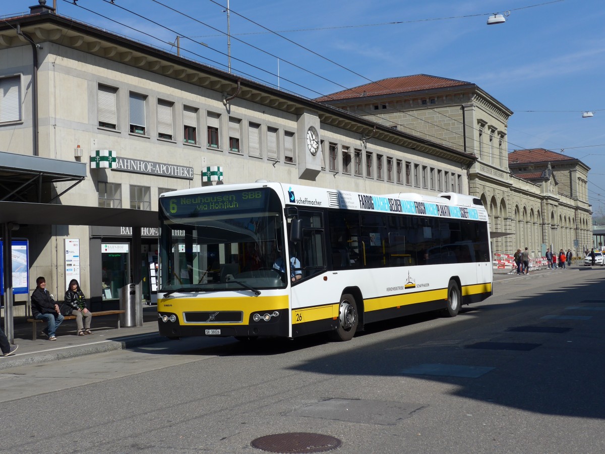 (149'422) - VBSH Schaffhausen - Nr. 26/SH 38'026 - Volvo am 29. M�rz 2014 beim Bahnhof Schaffhausen