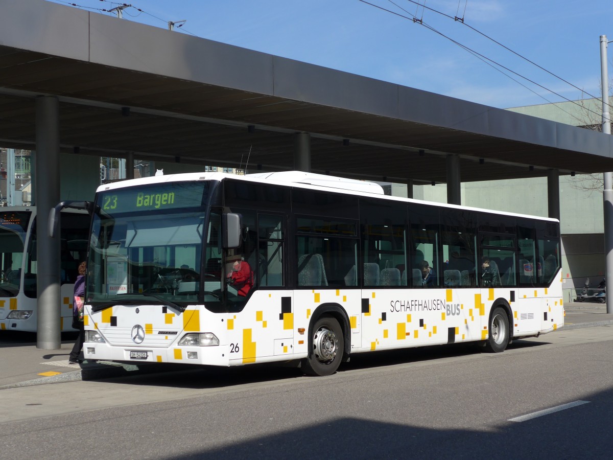 (149'434) - SB Schaffhausen - Nr. 26/SH 54'326 - Mercedes (ex Nr. 11) am 29. M�rz 2014 beim Bahnhof Schaffhausen
