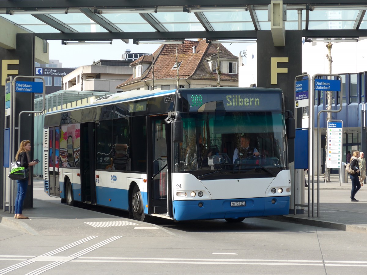 (149'452) - Limmat Bus, Dietikon - Nr. 24/ZH 726'124 - Neoplan am 31. M�rz 2014 beim Bahnhof Dietikon
