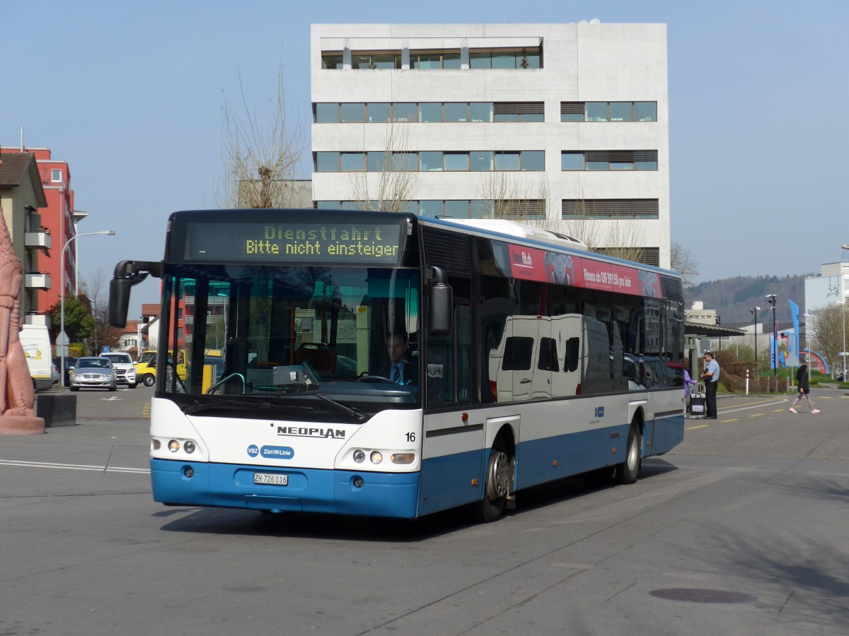 (149'456) - Limmat Bus, Dietikon - Nr. 16/ZH 726'116 - Neoplan am 31. M�rz 2014 beim Bahnhof Dietikon