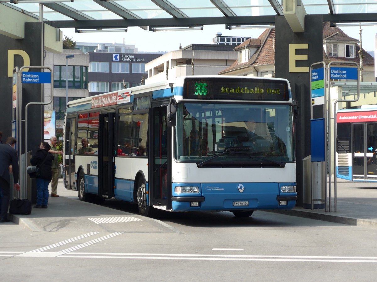 (149'458) - Limmat Bus, Dietikon - Nr. 5/ZH 726'105 - Renault am 31. M�rz 2014 beim Bahnhof Dietikon