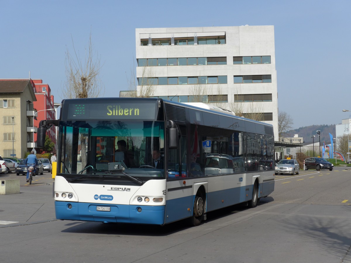 (149'460) - Limmat Bus, Dietikon - Nr. 18/ZH 726'118 - Neoplan am 31. M�rz 2014 beim Bahnhof Dietikon