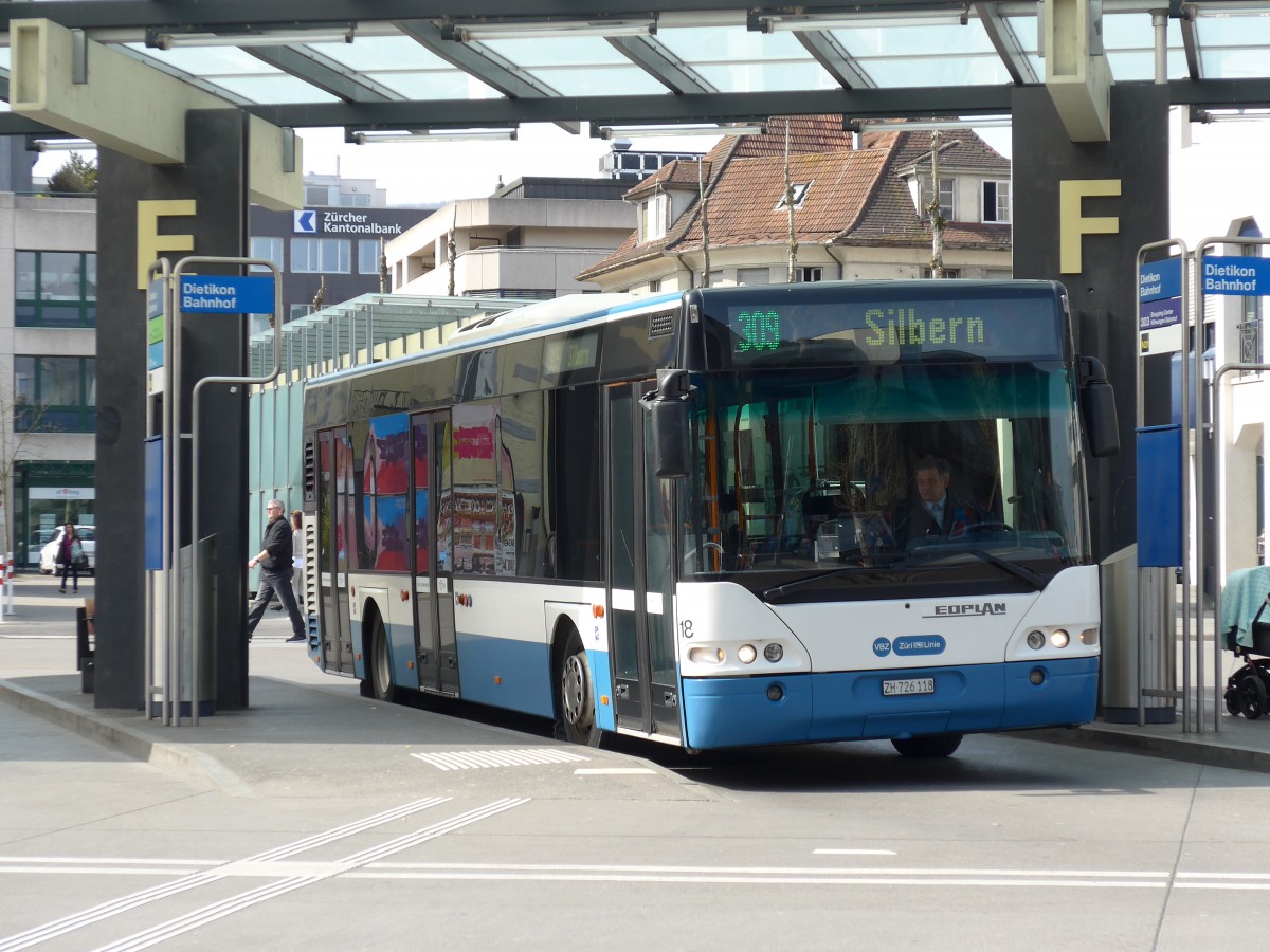 (149'461) - Limmat Bus, Dietikon - Nr. 18/ZH 726'118 - Neoplan am 31. M�rz 2014 beim Bahnhof Dietikon