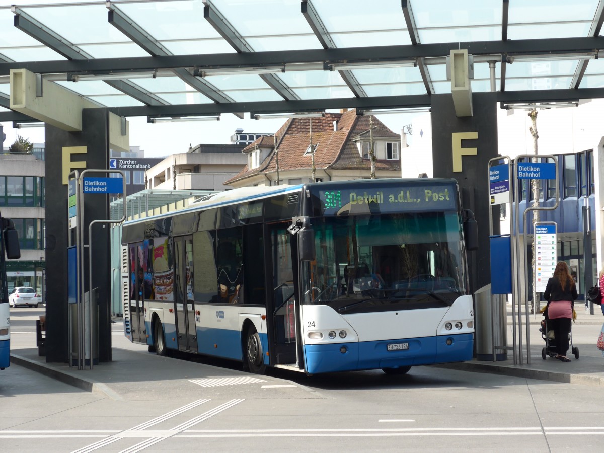 (149'466) - Limmat Bus, Dietikon - Nr. 24/ZH 726'124 - Neoplan am 31. M�rz 2014 beim Bahnhof Dietikon