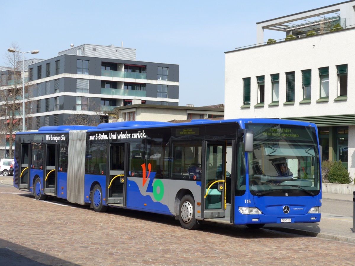 (149'486) - VZO Gr�ningen - Nr. 115/ZH 745'115 - Mercedes am 31. M�rz 2014 beim Bahnhof Wetzikon