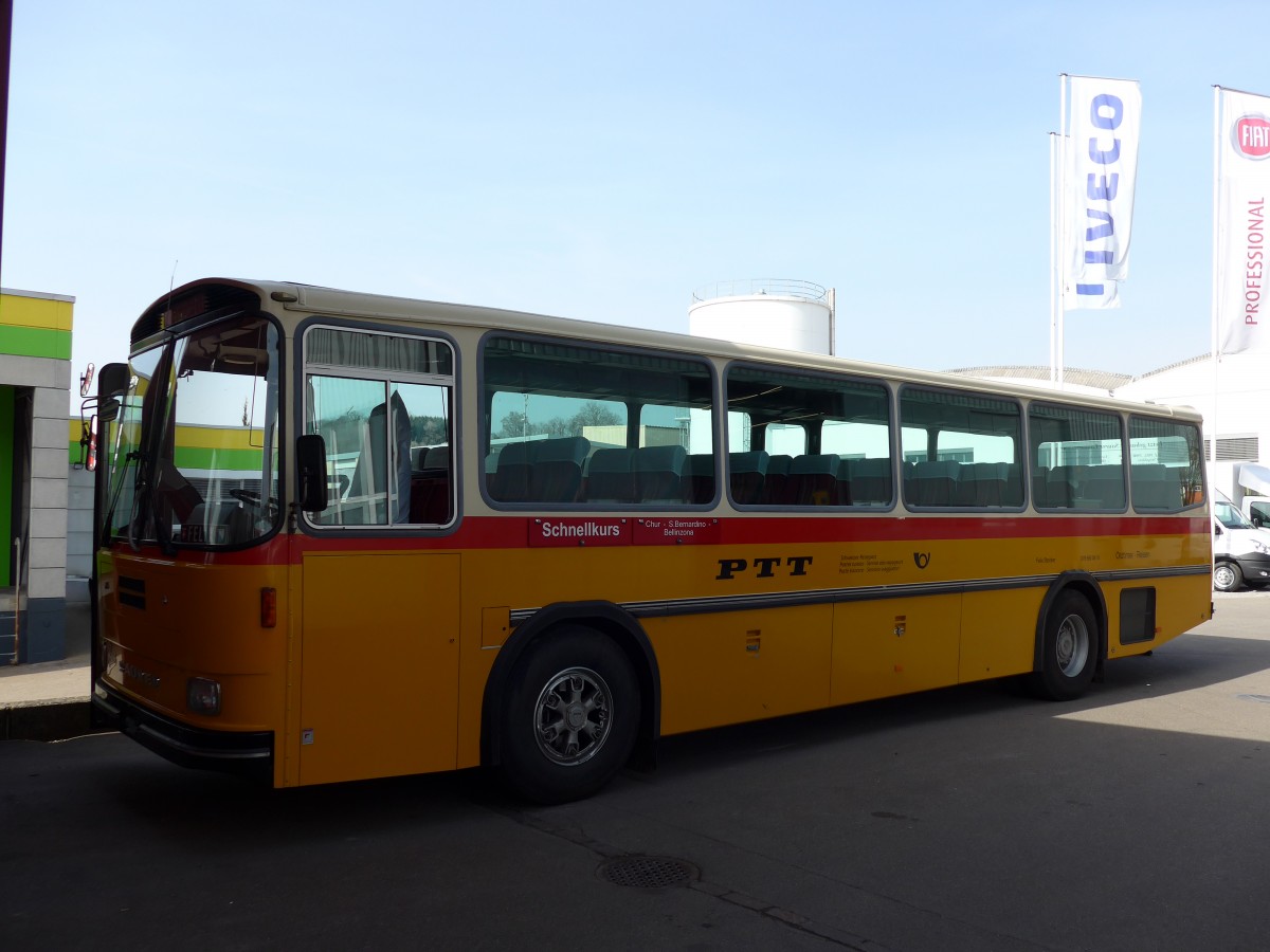 (149'529) - Stocker, Ottikon - Saurer/R&J (ex Eberle, Wittenbach; ex Richter, Ossingen; ex P 25'350) am 31. M�rz 2014 in Gossau, Garage Sch�nenberger