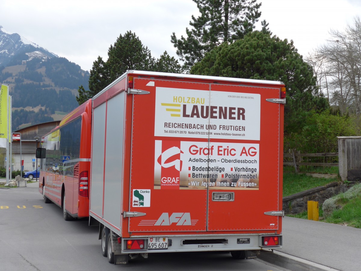 (149'615) - AFA Adelboden - Nr. 63/BE 495'607 - Zbinden Gep�ckanh�nger am 12. April 2014 beim Bahnhof Frutigen