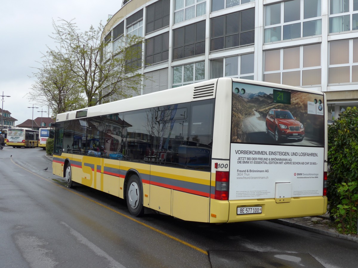 (149'697) - STI Thun - Nr. 100/BE 577'100 - MAN am 21. April 2014 bei der Schiffl�ndte Thun