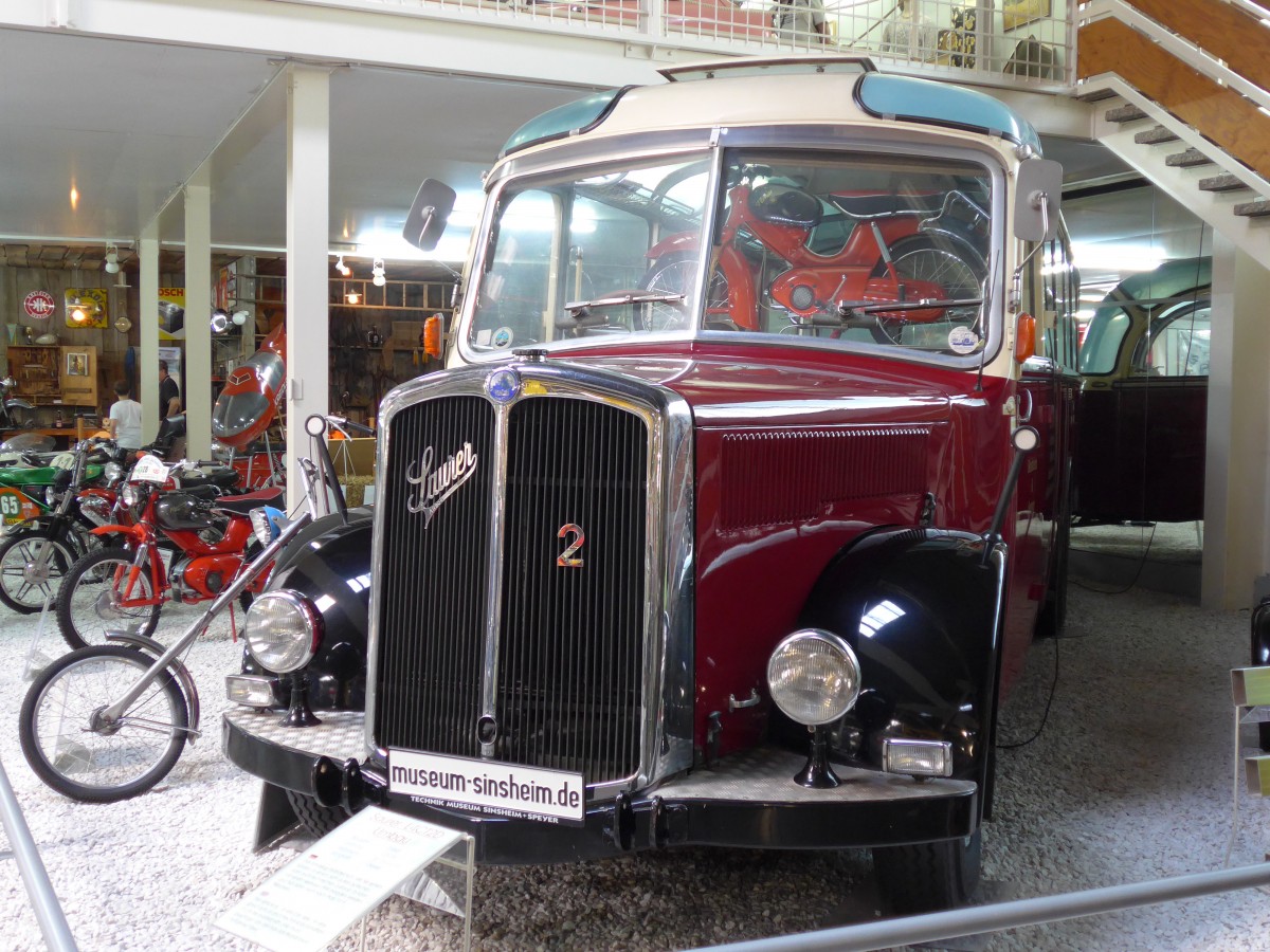 (149'958) - Museum, Sinsheim - Nr. 2 - Saurer/R&J (ex Renndienst-Fahrzeug; ex Sol�r&Fontana, Ilanz) am 25. April 2014 in Sinsheim, Museum