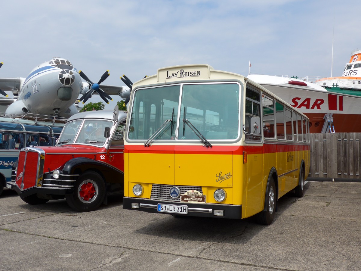(150'270) - Lay Reisen, P�ttlingen - SB-LR 31H - Saurer/T�scher (ex Looser, Elm; ex Polizeidirektion, Bern; ex P 24'657) am 26. April 2014 in Speyer, Technik-Museum