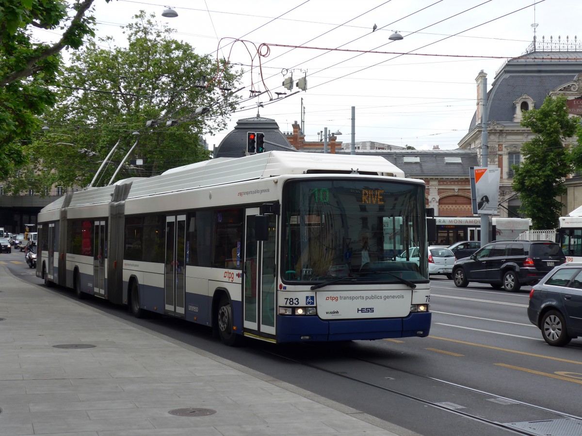 (150'849) - TPG Gen�ve - Nr. 783 - Hess/Hess Doppelgelenktrolleybus am 26. Mai 2014 in Gen�ve, Place des Vingt-Deux-Cantons