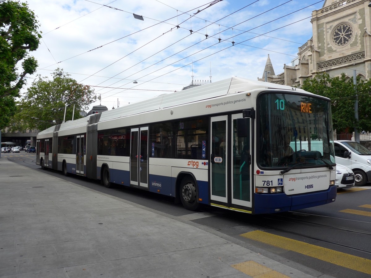 (150'877) - TPG Gen�ve - Nr. 781 - Hess/Hess Doppelgelenktrolleybus am 26. Mai 2014 in Gen�ve, Place des Vingt-Deux-Cantons
