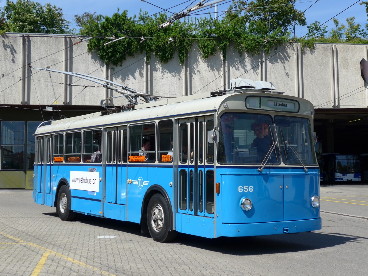 (151'218) - TL Lausanne (R�trobus) - Nr. 656 - FBW/Eggli Trolleybus am 1. Juni 2014 in Lausanne, D�p�t Borde