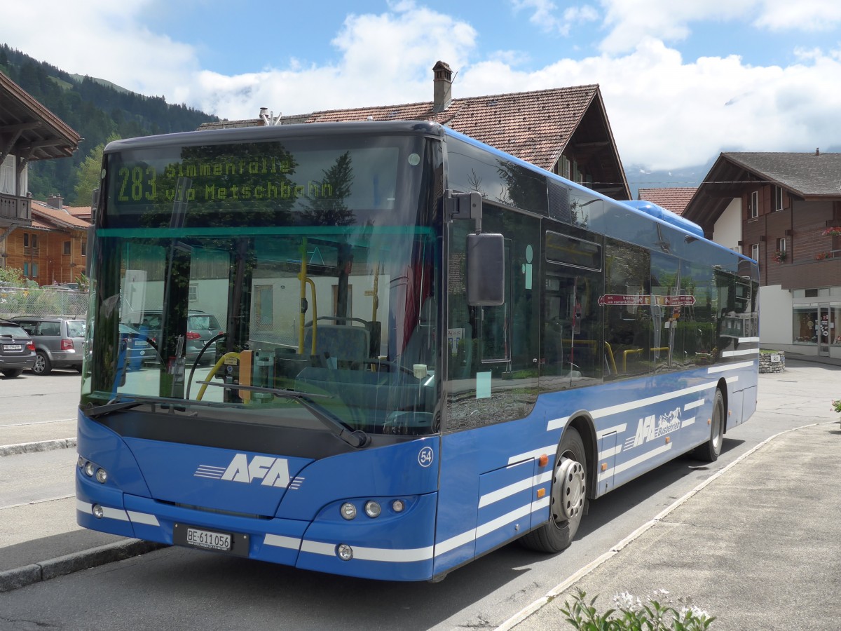 (153'484) - AFA Adelboden - Nr. 54/BE 611'056 - Neoplan (ex VBZ Z�rich Nr. 243) am 27. Juli 2014 beim Bahnhof Lenk