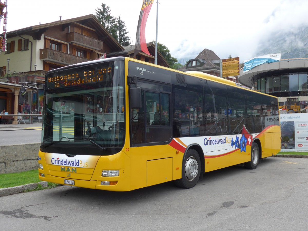 (153'594) - AVG Grindelwald - Nr. 20/BE 349'361 - MAN/G�ppel am 3. August 2014 beim Bahnhof Grindelwald