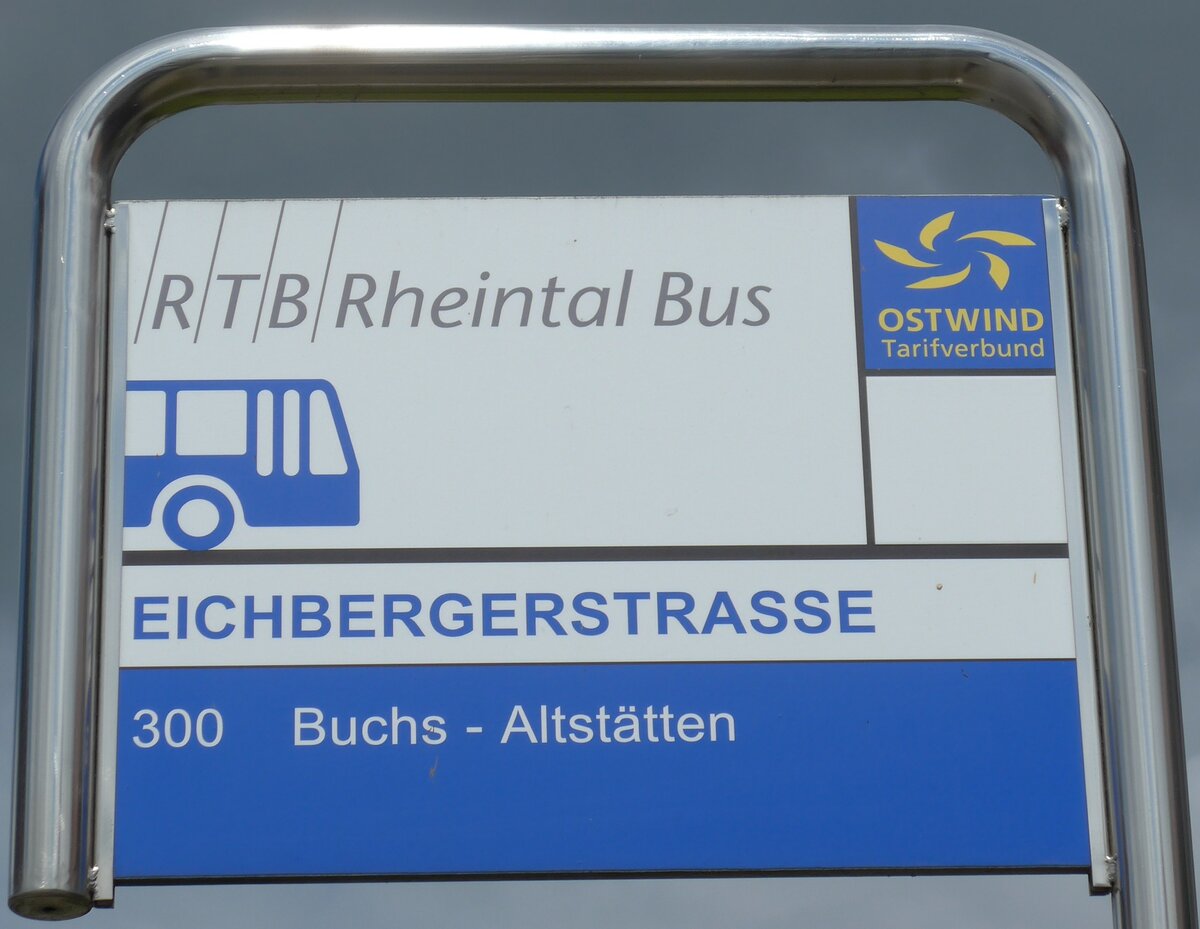 (153'759) - RTB-Haltestellenschild - Altst�tten, Eichbergerstrasse - am 16. August 2014