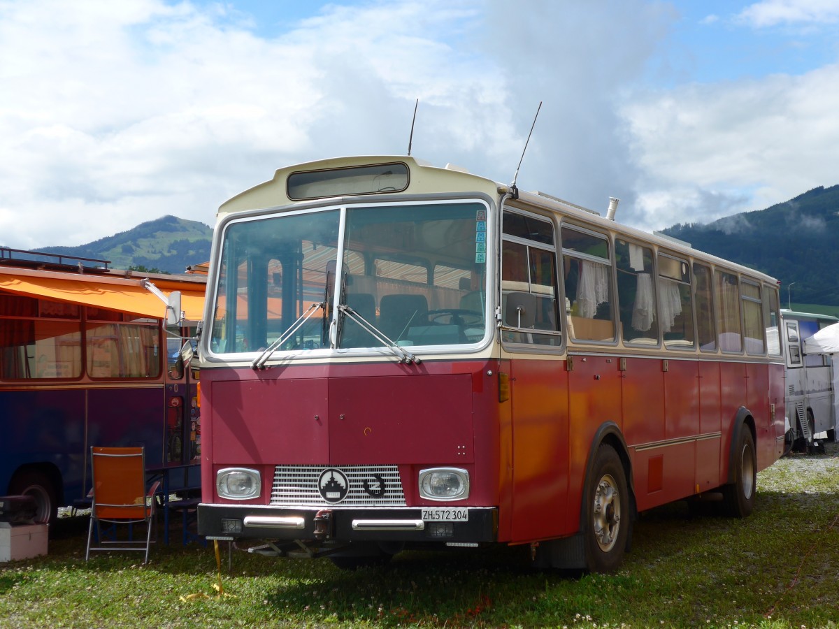 (153'765) - Niederer F., Langwiesen - ZH 572'304 - Saurer/T�scher (ex Sol�r+Fontana, Ilanz) am 16. August 2014 in Altst�tten, Allmendplatz