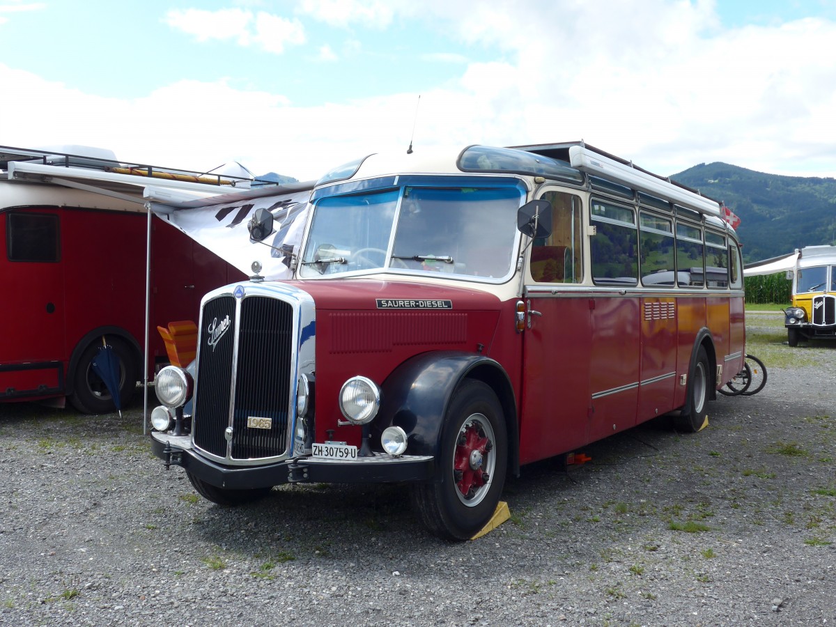 (153'802) - Morger, Horgenberg - ZH 30'759 U - Saurer/T�scher (ex P 23'167; ex Casper, Lenzerheide) am 16. August 2014 in Altst�tten, Allmendplatz
