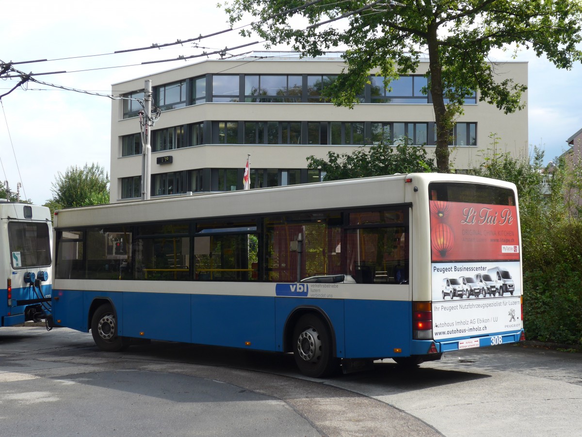 (154'028) - VBL Luzern - Nr. 308 - Lanz+Marti/Hess Personenanh�nger am 19. August 2014 in Luzern, Maihof