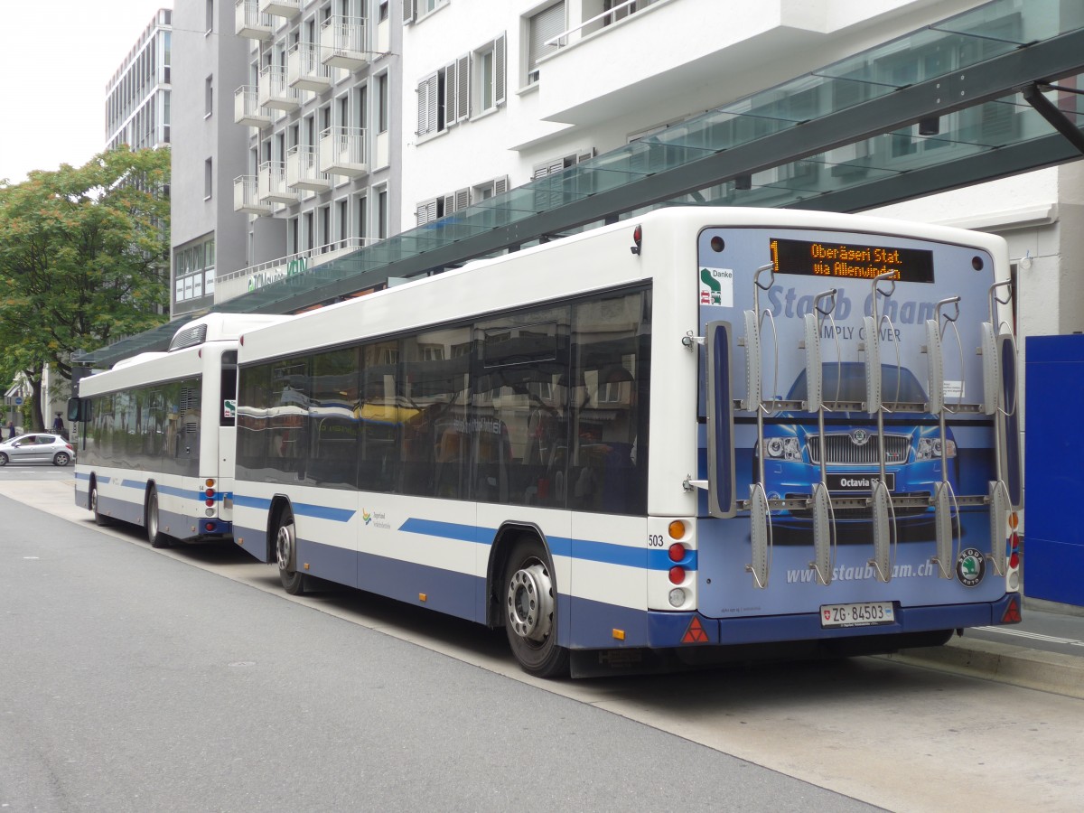 (154'110) - ZVB Zug - Nr. 503/ZG 84'503 - Lanz+Marti/Hess Personenanh�nger am 19. August 2014 beim Bahnhof Zug