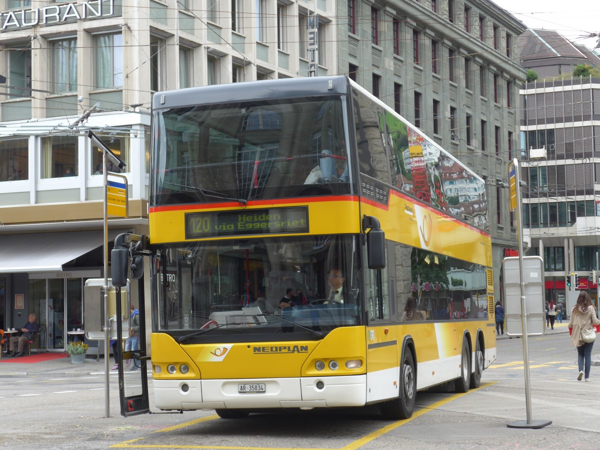 (154'217) - PostAuto Ostschweiz - AR 35'834 - Neoplan (ex PostAuto Nordschweiz; ex P 27'804) am 20. August 2014 beim Bahnhof St. Gallen