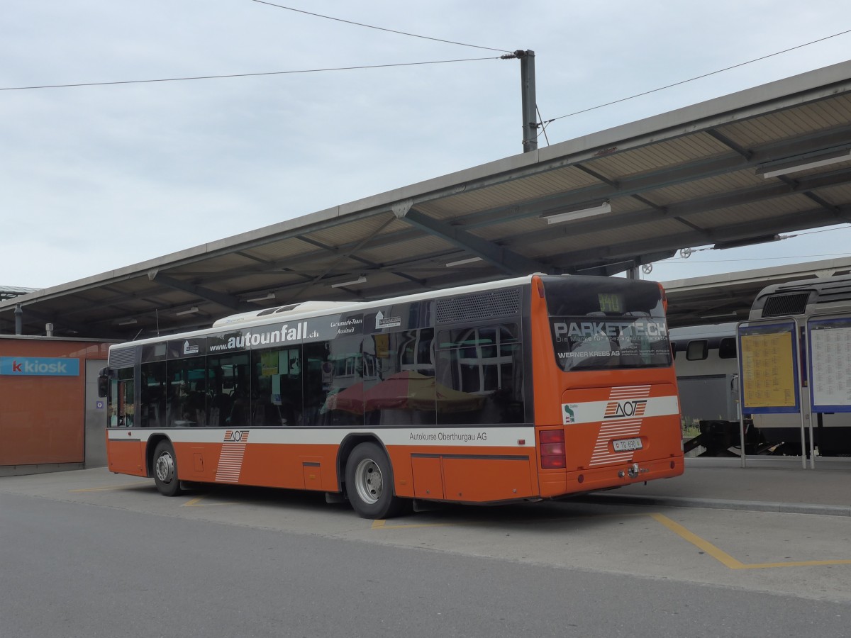 (154'277) - AOT Amriswil - Nr. 1/TG 690 - Neoplan (ex Vorf�hrfahrzeug) am 20. August 2014 beim Bahnhof Romanshorn