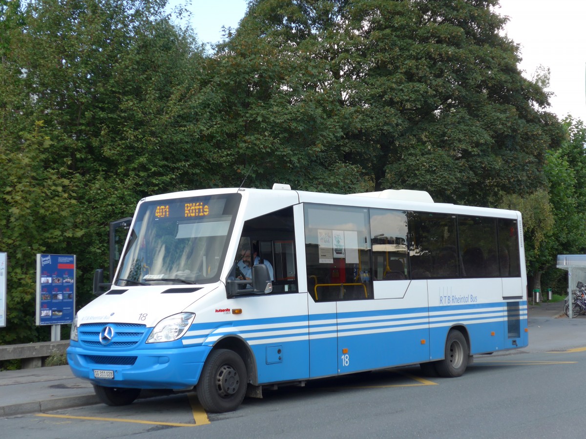 (154'283) - RTB Altst�tten - Nr. 18/SG 311'028 - Mercedes/Kutsenits am 21. August 2014 beim Bahnhof Buchs