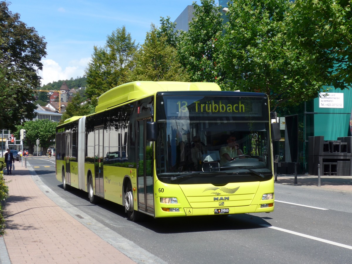 (154'337) - LBA Vaduz - Nr. 60/FL 39'860 - MAN (ex Matt, Mauren Nr. 12) am 21. August 2014 in Vaduz, Post
