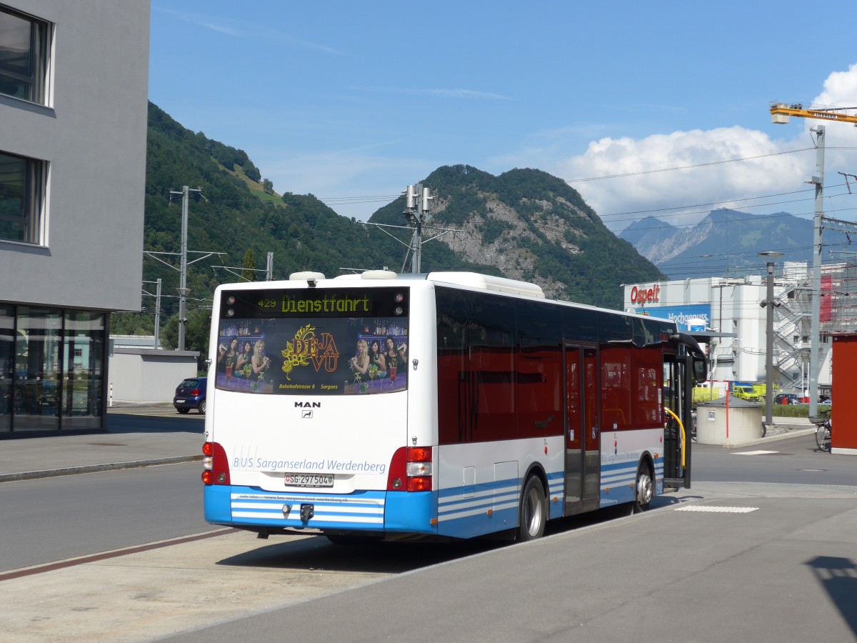 (154'353) - BSW Sargans - Nr. 312/SG 297'504 - MAN/G�ppel am 21. August 2014 beim Bahnhof Sargans