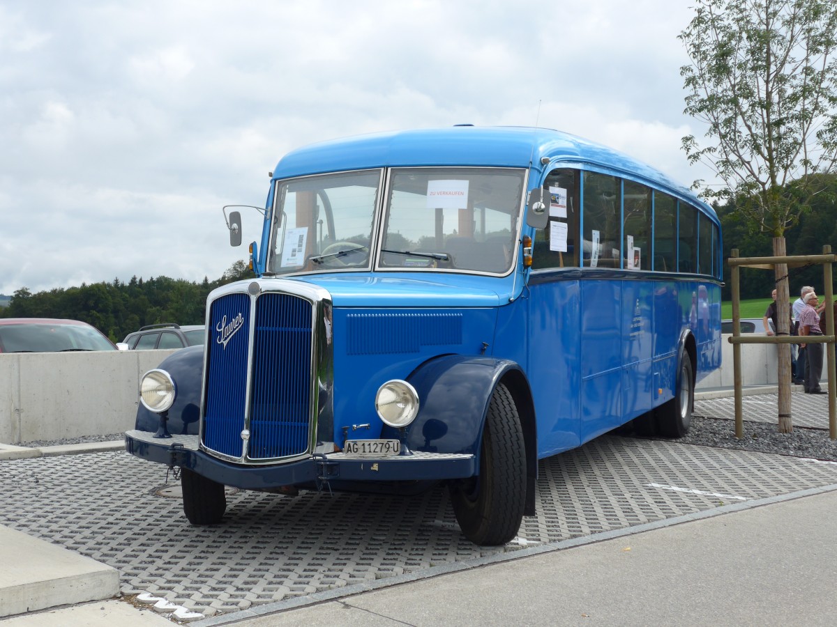 (154'482) - Steinacher, Gansingen - AG 11'279 U - Saurer/Saurer (ex B�rgin, Liestal; ex Gemeinde Spiez, Spiez; ex P 29'990; ex P 24'557; ex AMB Balsthal) am 30. August 2014 in Oberkirch, CAMPUS Sursee