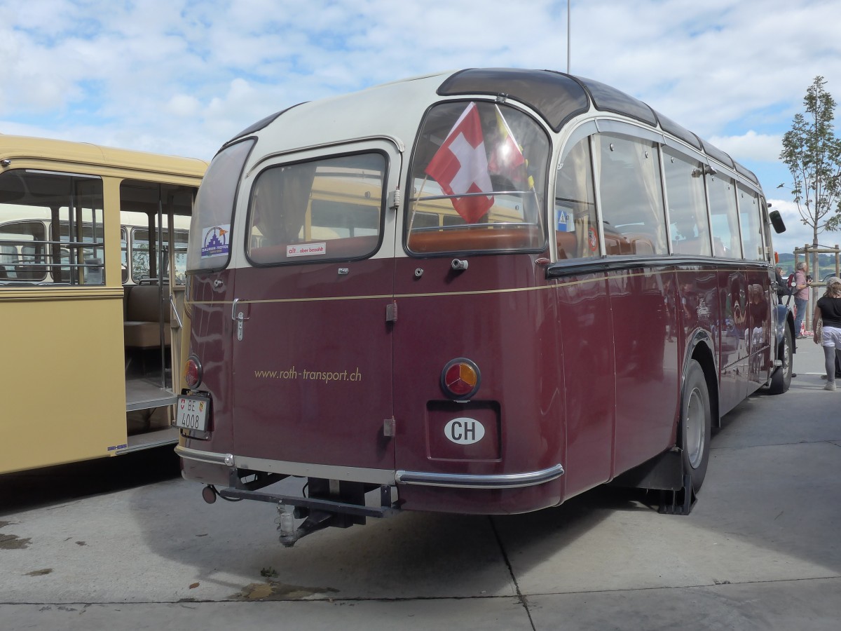 (154'518) - Roth, Niederwangen - BE 4008 - Saurer/Eggli (ex Paproth, D-Mainz; ex Hotel Orselina, Locarno; ex Riederer, St. Margarethenberg; ex Luk, Gr�sch; ex P 23'138; ex P 2205) am 30. August 2014 in Oberkirch, CAMPUS Sursee
