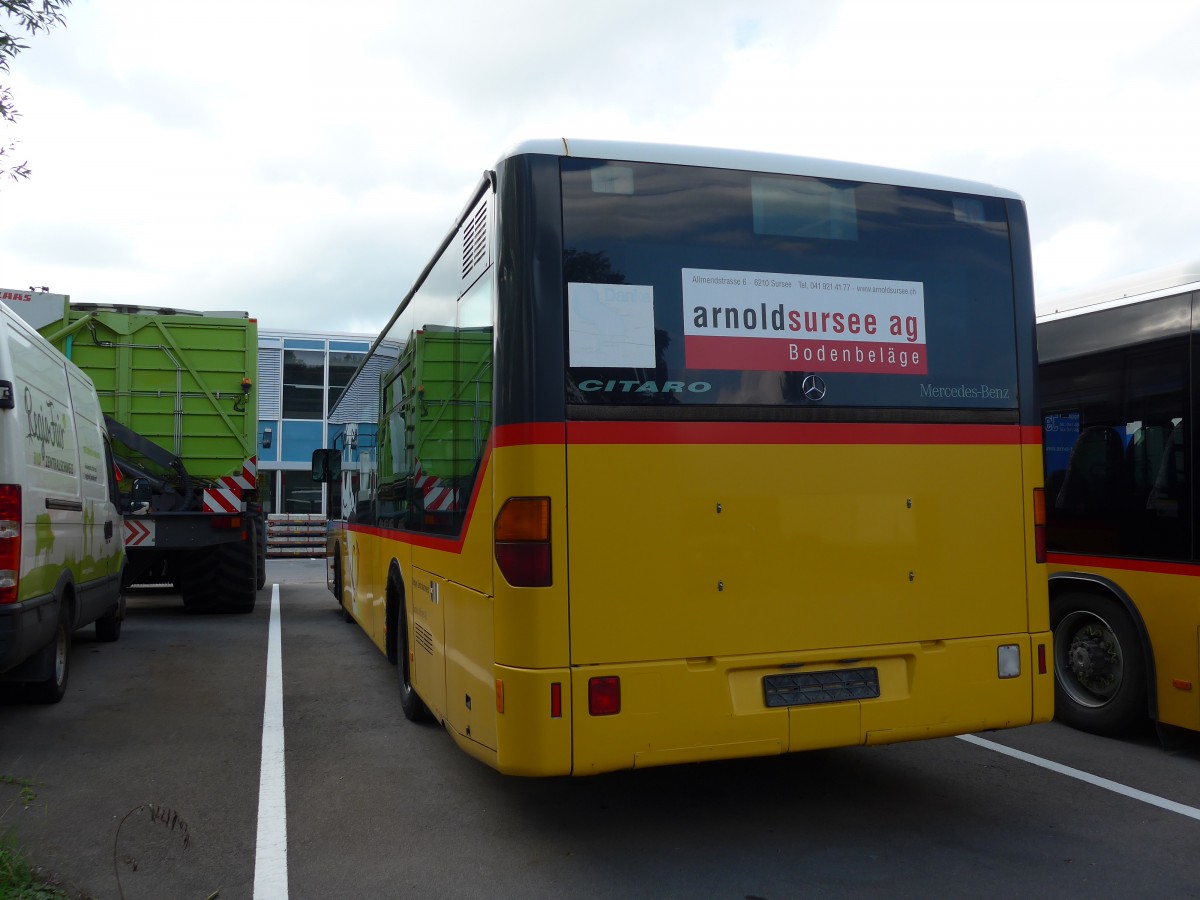 (154'642) - H�fliger, Sursee - Nr. 1 - Mercedes (ex PostAuto Nordschweiz Nr. 1; ex P 25'233) am 30. August 2014 in Ruswil, Garage ARAG