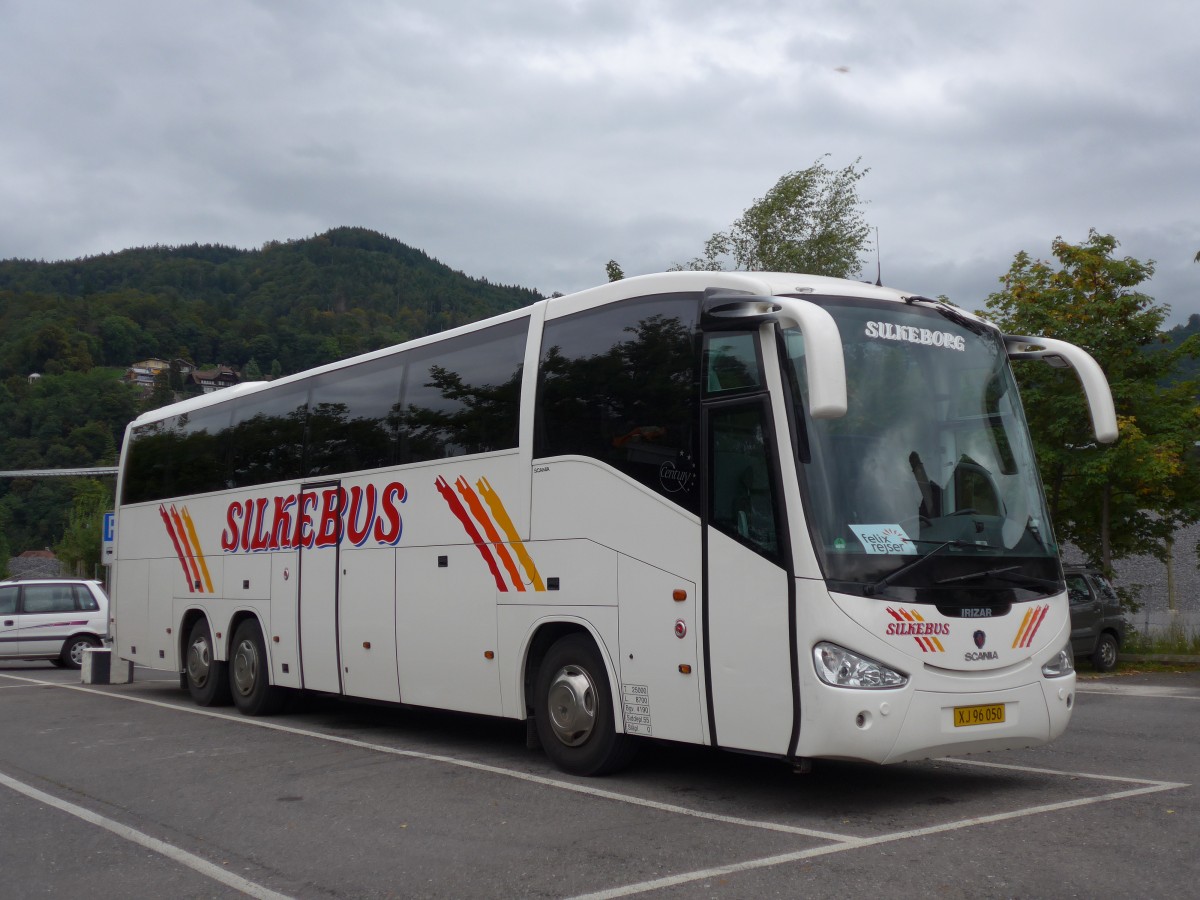 (154'741) - Aus D�nemark: Silkebus, Silkeborg - XJ 96'050 - Scania/Irizar am 31. August 2014 in Thun, Seestrasse
