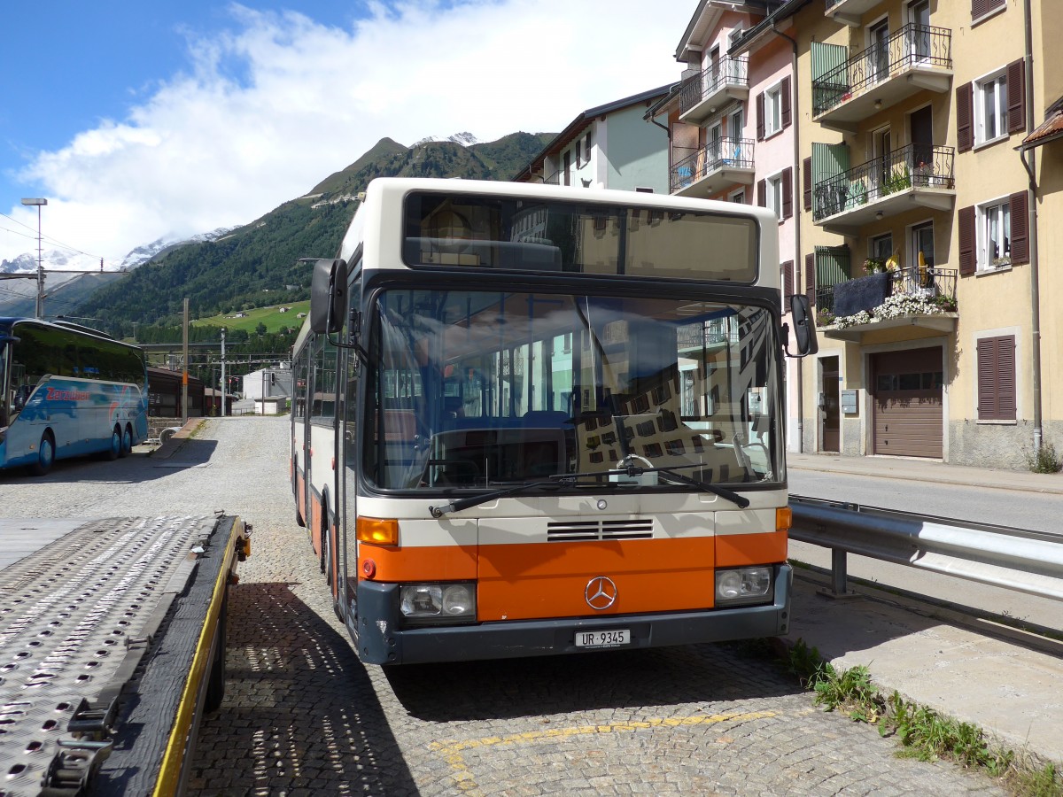 (154'776) - Meyer, G�schenen - UR 9345 - Mercedes (ex BSU Solothurn Nr. 63) am 1. September 2014 beim Bahnhof Airolo