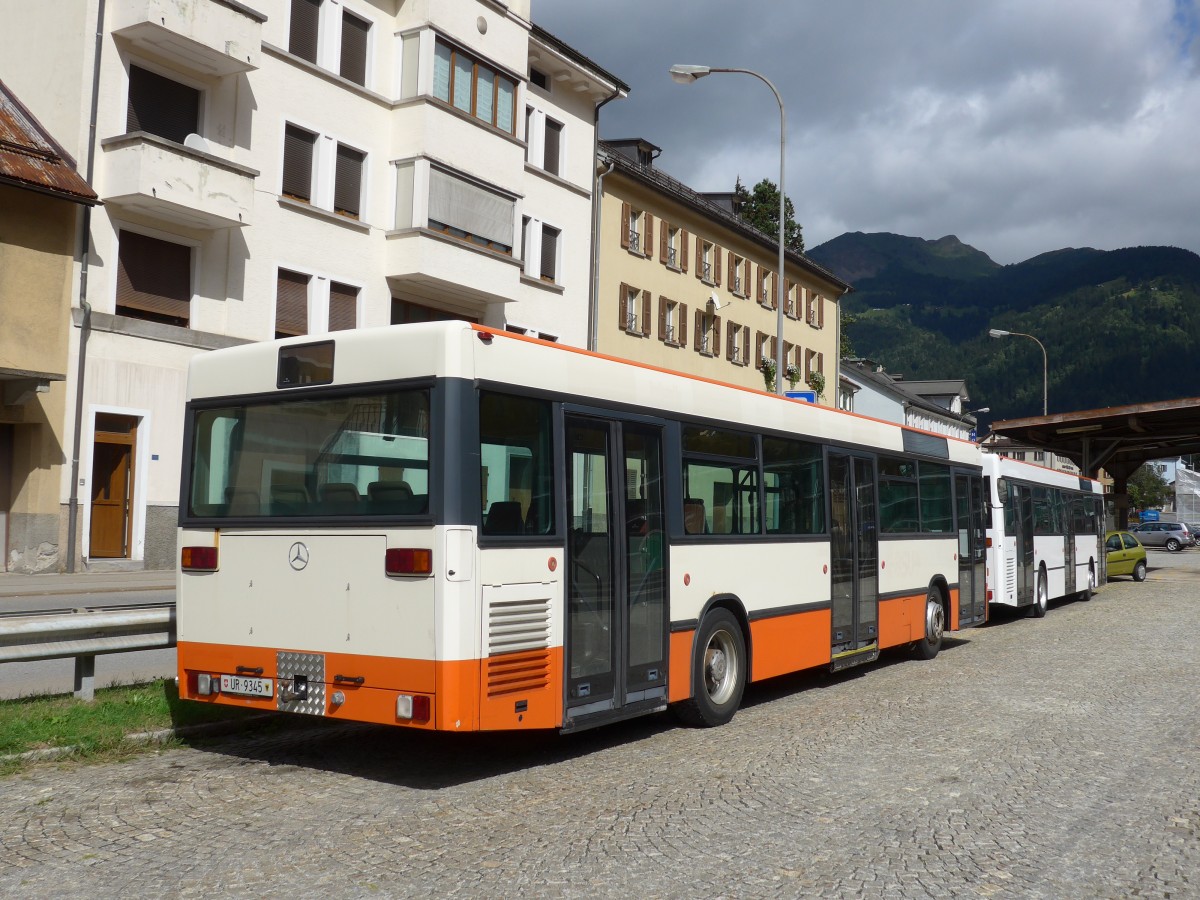 (154'847) - Meyer, G�schenen - UR 9345 - Mercedes (ex BSU Solothurn Nr. 63) am 1. September 2014 beim Bahnhof Airolo