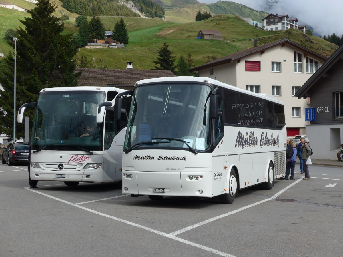 (154'850) - M�ller, Erlenbach - ZH 180'409 - Bova am 1. September 2014 beim Bahnhof Andermatt