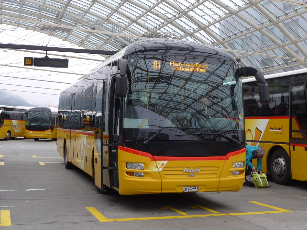 (154'927) - PostAuto Graub�nden - GR 162'989 - MAN am 13. September 2014 in Chur, Postautostation