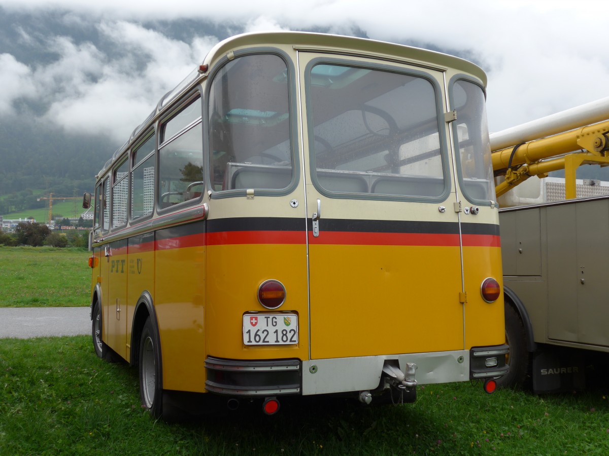 (154'969) - Oldtimer Club Saurer, Arbon - Nr. 10/TG 162'182 - Saurer/R&J (ex Geiger, Adelboden Nr. 10) am 13. September 2014 in Chur, Waffenplatz