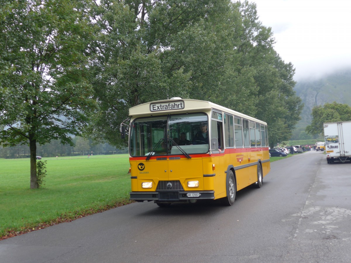 (155'102) - Osthues, Teufen - Nr. 15/AR 17'057 - Saurer-Leyland/Hess (ex AVG Grindelwald Nr. 15; ex RhV Altst�tten Nr. 42) am 13. September 2014 in Chur, Waffenplatz