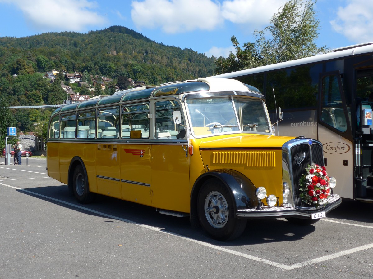 (155'246) - Tschannen, Zofingen - AG 6121 - Saurer/T�scher (ex Luk, Gr�sch) am 14. September 2014 in Thun, Seestrasse