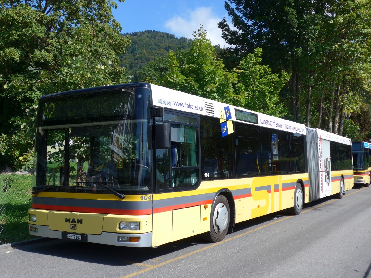 (155'252) - STI Thun - Nr. 104/BE 577'104 - MAN am 14. September 2014 bei der Schiffl�ndte Thun