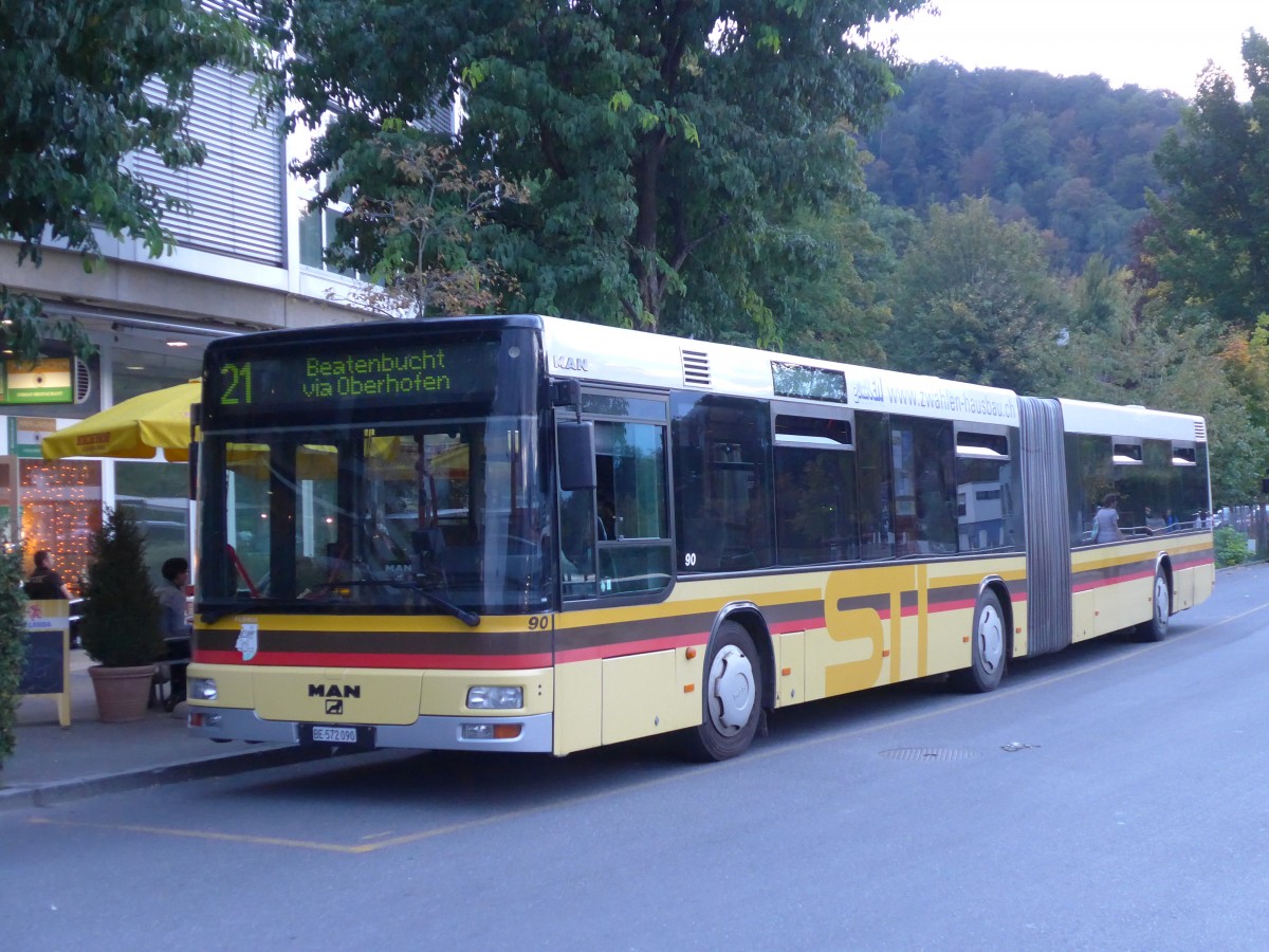 (155'578) - STI Thun - Nr. 90/BE 572'090 - MAN am 9. Oktober 2014 bei der Schiffl�ndte Thun