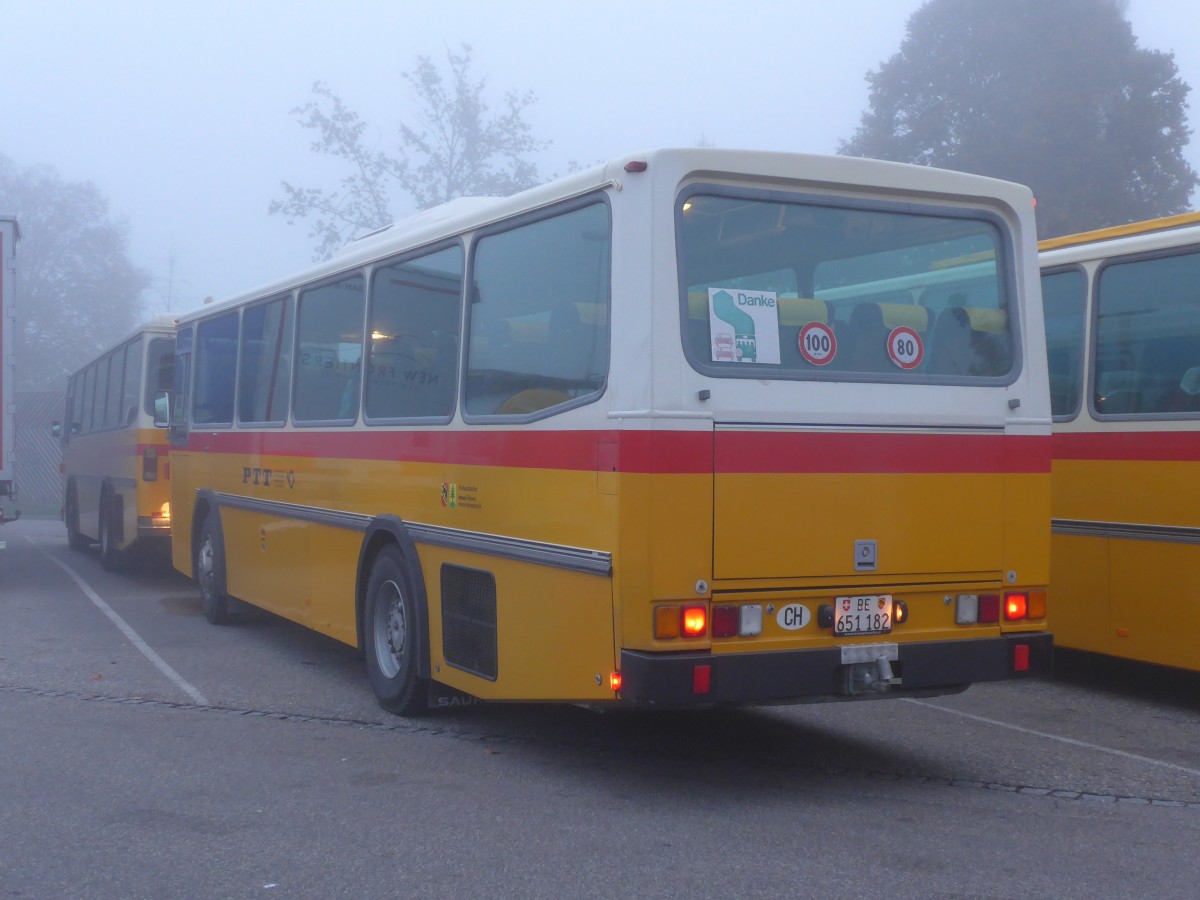(155'601) - Bernair, M�nsingen - BE 651'182 - Saurer/T�scher (ex Schebath, Lauerz; ex Albin, F�llanden, ex Heim, Flums) am 12. Oktober 2014 in Deitingen, Autobahnrastst�tte