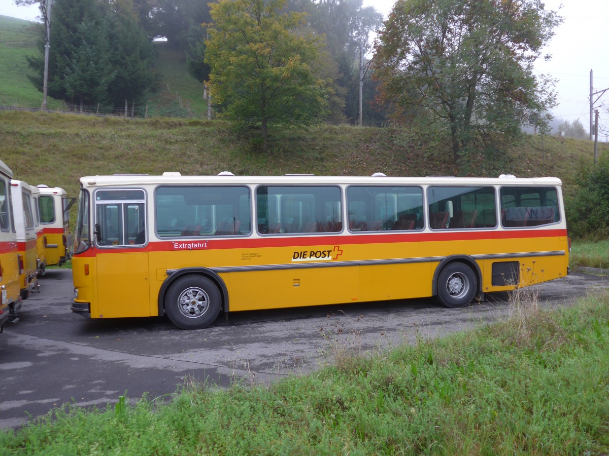 (155'607) - Gautschi, Suhr - AG 6835 - Saurer/T�scher (ex L�tscher, Neuheim Nr. 200; ex Cartek, Regensdorf; ex P 25'822) am 12. Oktober 2014 in K�ssnacht, Rest. Frohsinn
