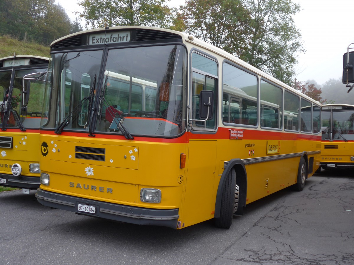 (155'611) - W�thrich, Ursenbach - Nr. 5/BE 10'184 - Saurer/T�scher (ex Sch�rch, Gutenburg Nr. 5; ex Engeloch, Riggisberg Nr. 5; ex P 25'668) am 12. Oktober 2014 in K�ssnacht, Rest. Frohsinn