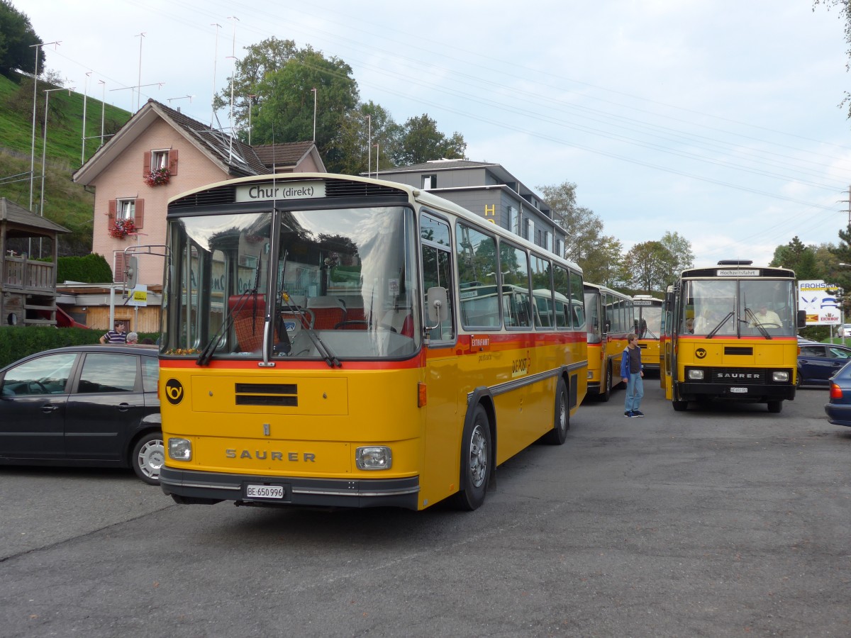 (155'676) - Kammermann, Spiez - BE 650'996 - Saurer/Hess (ex Flury, Balm; ex P 24'233) am 12. Oktober 2014 in K�ssnacht, Rest. Frohsinn