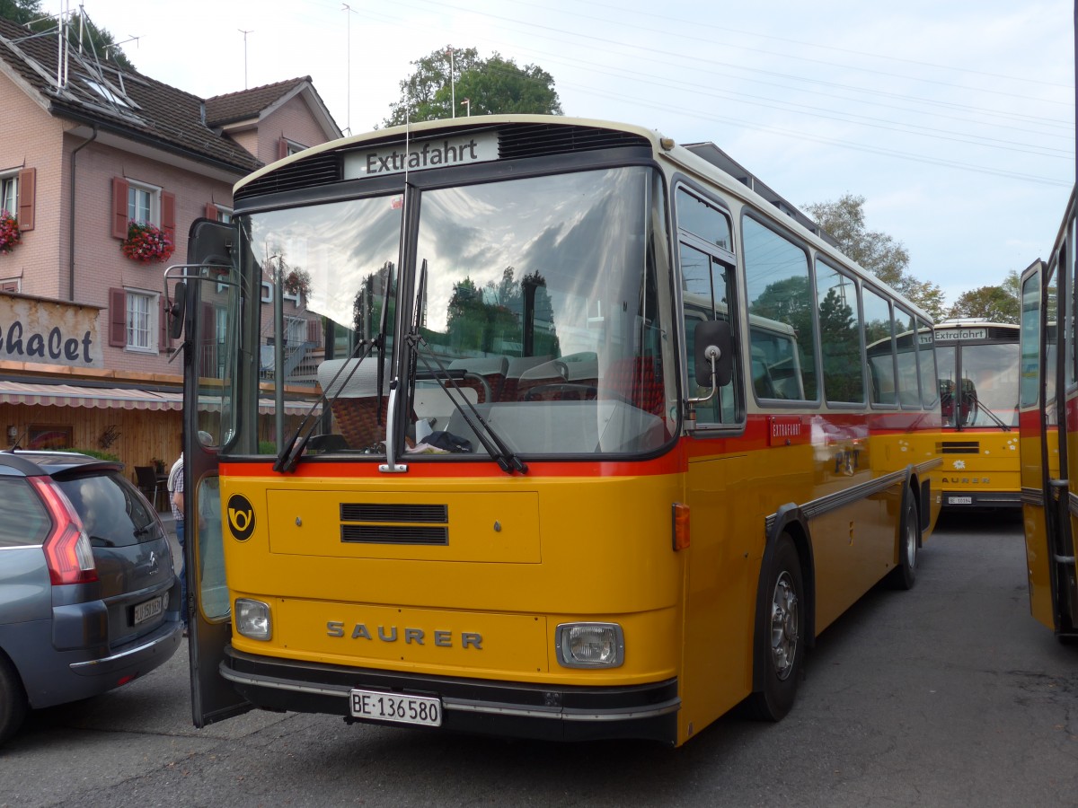 (155'680) - Schumacher, Liebefeld - BE 136'580 - Saurer/T�scher (ex Zimmermann, Niederwangen; ex P 24'289) am 12. Oktober 2014 in K�ssnacht, Rest. Frohsinn