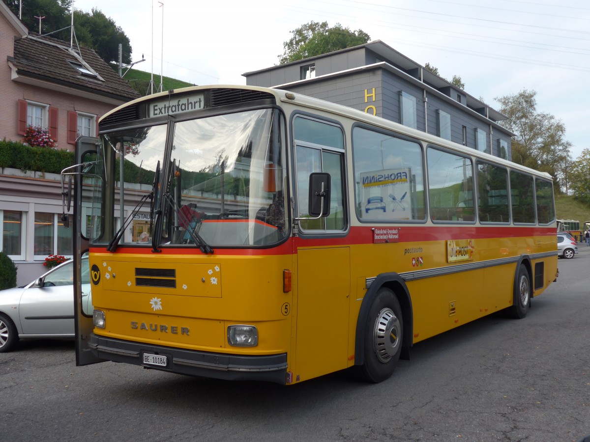 (155'682) - W�thrich, Ursenbach - Nr. 5/BE 10'184 - Saurer/T�scher (ex Sch�rch, Gutenburg Nr. 5; ex Engeloch, Riggisberg Nr. 5; ex P 25'668) am 12. Oktober 2014 in K�ssnacht, Rest. Frohsinn