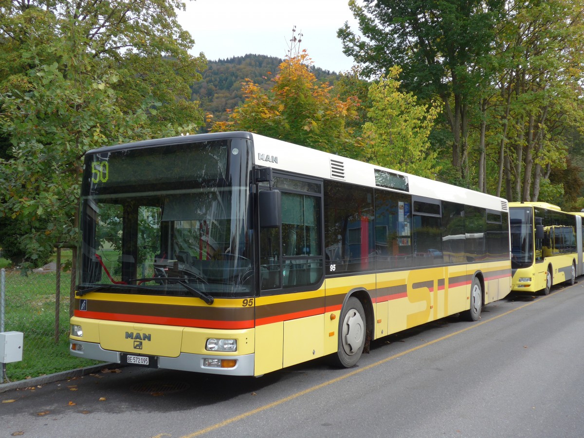 (155'784) - STI Thun - Nr. 95/BE 572'095 - MAN am 15. Oktober 2014 bei der Schiffl�ndte Thun